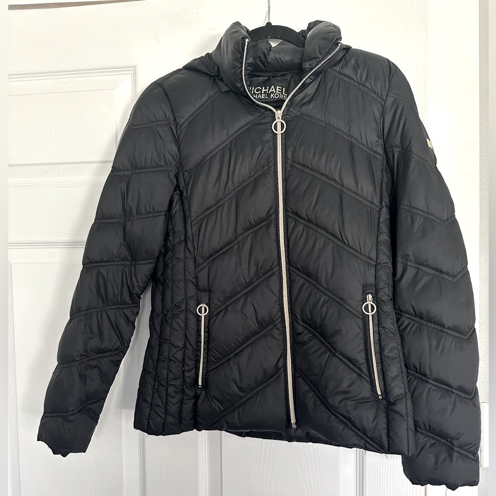 Michael Kors Zip Packable Puffer Coat w removable hood NWOT